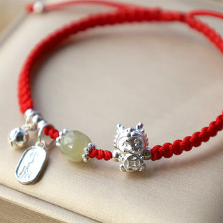 Buddha Gift Handmade Year Of The Dragon 999 Sterling Silver Hetian Jade Copper Coin Peace And Joy Protection Bracelet