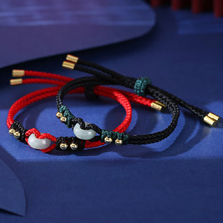 Buddha Gift Round Peace Buckle Jade Abundance Wealth String Bracelet