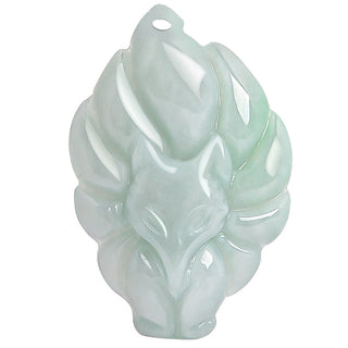 Buddha Gift Natural Jade Nine Tailed Fox Luck Prosperity Necklace Pendant