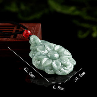 Buddha Gift Natural Jade Kalanchoe blossfeldiana Flower Pattern Luck Necklace Pendant