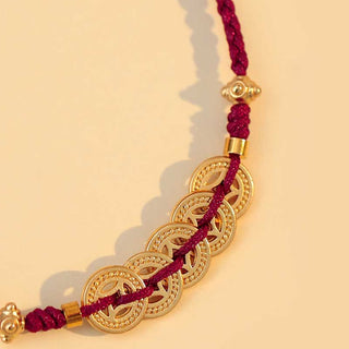 Buddha Gift Copper Coin Fortune Tree Luck Strength Braided Bracelet