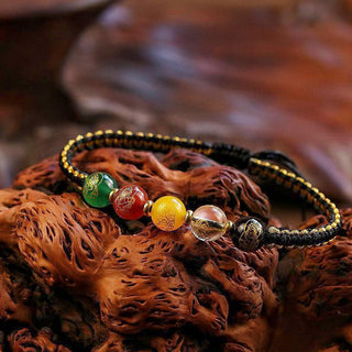Buddha Gift Five Directions Gods of Wealth Agate Handmade Protection String Braid Bracelet