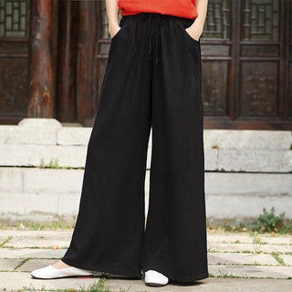 Buddha Gift Plain Wide Leg Pants Dance Women's Yoga Pants With Pockets