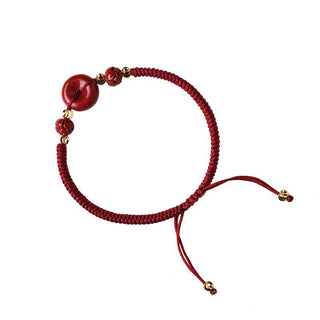 Buddha Gift Handmade Lotus Cinnabar Peace Buckle Blessing Braid Bracelet