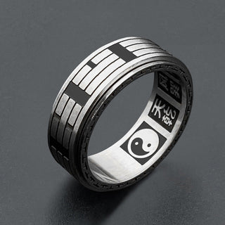 Buddha Gift Bagua Yin Yang Titanium Steel Balance Rotatable Ring