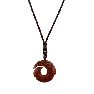 Buddha Gift Small Leaf Red Sandalwood Ebony Wood One's Luck Improves Design Patern Protection Necklace Pendant