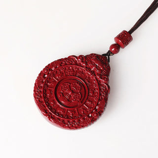 Buddha Gift Chinese Zodiac Natural Cinnabar Bagua Amulet Keep Away Evil Spirits Necklace Pendant