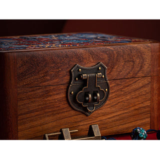Buddha Gift Retro Handmade Floral Pattern Rosewood Jewelry Storage Box Lockable Wooden Gift Organizer Box
