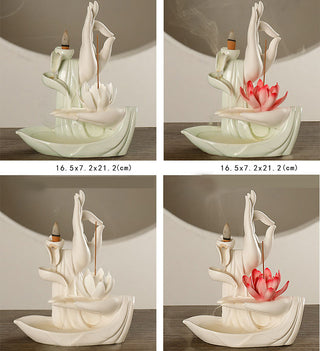 Buddha GiftTibetan Lotus Blessing Incense Burner Decoration