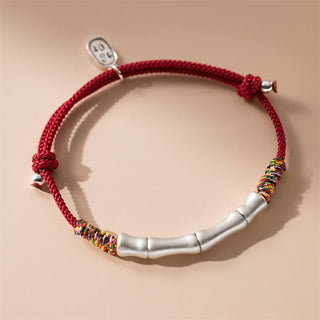 Buddha Gift 999 Sterling Silver Luck Bamboo Attract Fortune Colorful Red Rope Bracelet