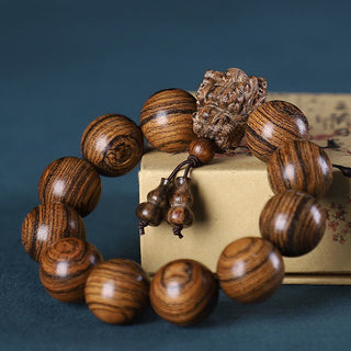 Buddha Gift Rosewood Green Sandalwood Small Leaf Red Sandalwood Dragon Carved Protection Bracelet