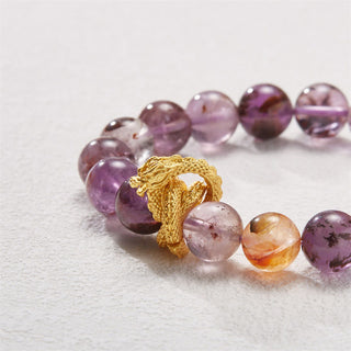 Buddha Gift Purple Phantom Copper Gold-plated Dragon Wisdom Bracelet