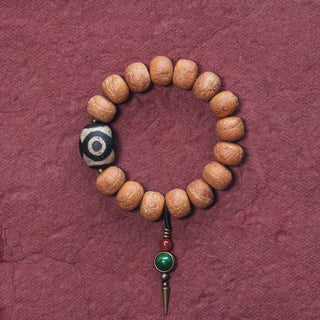 Buddha Gift Tibet Bodhi Seed Dzi Bead Peace Charm Wrist Mala Bracelet