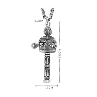 Buddha Gift Tibetan Om Mani Padme Hum Prayer Wheel Lotus Wisdom Rotatable Necklace Pendant