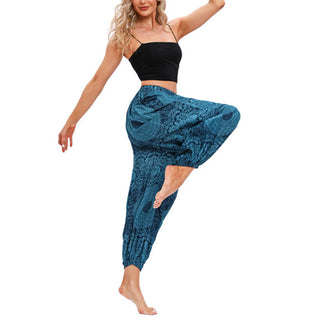 Buddha Gift Casual Loose Round Rose Pattern Harem Trousers Women's Yoga Pants