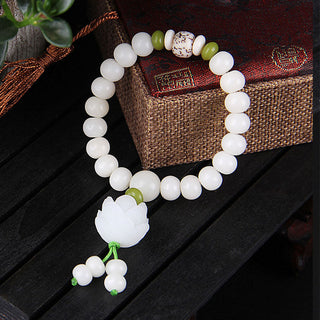 Buddha Gift Lotus Natural White Bodhi Seed Luck Bracelet