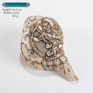 Buddha Gift Tibetan Handmade Engraved Shankha Buddha Avalokitesvara Conch Shell Wealth Decoration