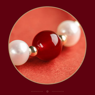 Buddha Gift 925 Sterling Silver Good Fortune Fu Character Agate Pearl Red String Braid Bracelet