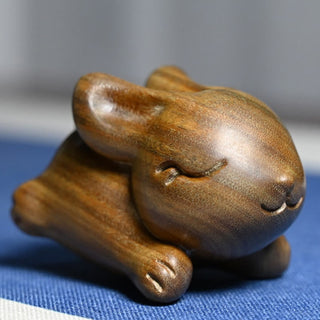 Buddha Gift Green Sandalwood Small Mini Cute Rabbit Bunny Peace Decorations