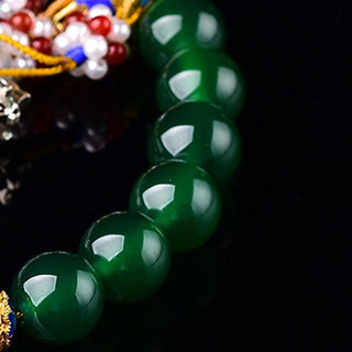Buddha Gift Natural Green Agate Wrist Mala Success Charm Pocket Mala Car Decoration