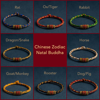Buddha Gift Tibet Handmade Chinese Zodiac Natal Buddha Luck Strength Braided String Bracelet