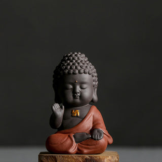 Buddha Gift Small Buddha Serenity Purple Clay Home Desk Decoration