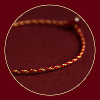 Buddha Gift 14K Gold Plated Handmade Red Gold Rope King Kong Knot Braided Luck Bracelet