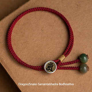 Buddha Gift 925 Sterling Silver Handmade Chinese Zodiac Natal Buddha Cyan Bodhi Seed Protection Braided Red String Bracelet