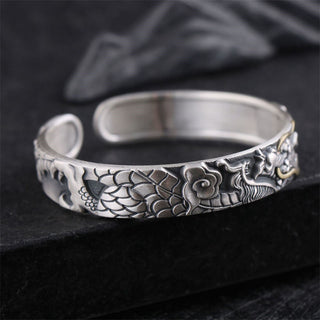 Buddha Gift 999 Sterling Silver Dragon Strength Protection Bracelet Bangle