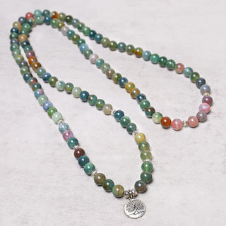 Buddha Gift 108 Mala Beads Indian Agate Lotus OM Buddha Tree of life Positive Calm Bracelet