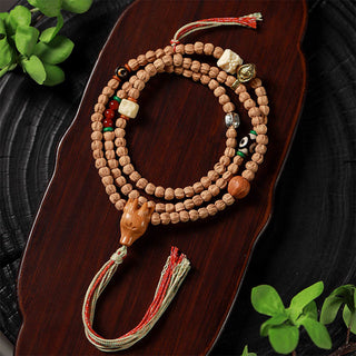 Buddha Gift 108 Beads Bodhi Seed Red Agate Deer Head Wisdom Mala Bracelet
