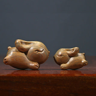 Buddha Gift Green Sandalwood Small Mini Cute Rabbit Bunny Peace Decorations