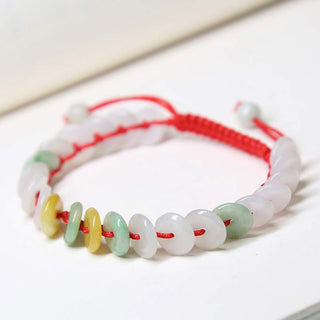 Buddha Gift Round Jade Lucky Red String Weave Bracelet