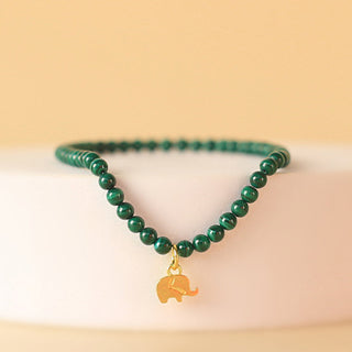 Buddha Gift Natural Malachite Elephant Anti-Anxiety Charm Bracelet