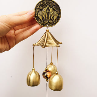Buddha Gift Blessing Letter Elephant Bagua Auspicious Coin Wall Hanging Chime Bell Handmade Home Decoration