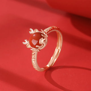 ❗❗❗A Flash Sale- Buddha Gift 925 Sterling Silver Year of the Dragon Cinnabar Red Agate Dragon Protection Bracelet Necklace Pendant Earrings Ring
