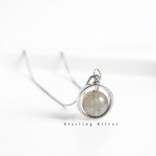 Buddha Gift 925 Sterling Silver Moonstone Love Planet Rotatable Pattern Necklace Pendant
