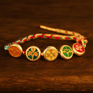 Buddha Gift Tibetan Five God Of Wealth Colorful Rope Braided Luck Bracelet