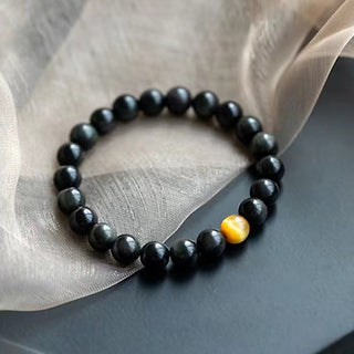 Buddha Gift Natural Rainbow Obsidian Tiger Eye Positive Love Bracelet