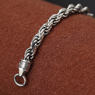Buddha Gift 925 Sterling Silver Tibet Om Mani Padme Hum Double Dorje Vajra Twisted Design Peace Love Bracelet