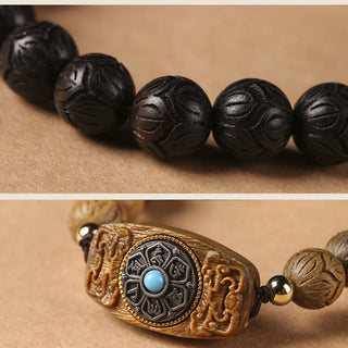 Buddha Gift Green Sandalwood Ebony Wood Sandalwood Om Mani Padme Hum Soothing Bracelet