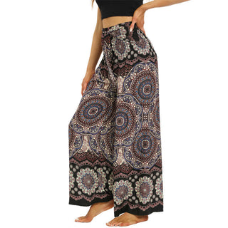 Buddha Gift Boho Mandala Print Lace-up Wide Leg Pants Women's Yoga Pants
