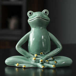 Buddha Gift Meditating Ceramic Zen Frog Statue Decoration