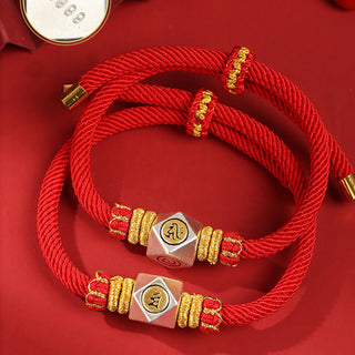 Buddha Gift 999 Sterling Silver Chinese Zodiac Natal Buddha Red Rope Luck Strength Handcrafted Kids Bracelet