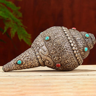 Buddha Gift Tibetan Handmade Natural Shankha Engraved Eight Auspicious Symbols Conch Shell Lucky Home Decoration