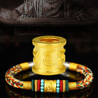 Buddha Gift Tibet 999 Gold Om Mani Padme Hum Handmade Eight Thread Peace Knot Luck Bracelet