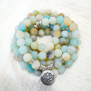 Buddha Gift Tibetan Amazonite Stone Blessing Lotus Mala