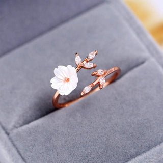 Buddha Gift Plum Blossom Leaf Pattern Copper Luck Ring