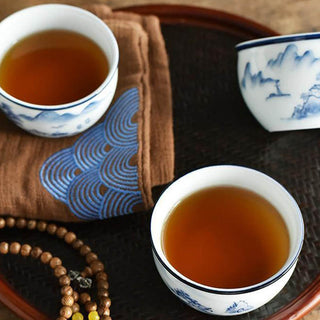 Buddha Gift Koi Fish Lotus Flower Leaf Mountains Tree Ceramic Teacup Kung Fu Tea Cup 130ml