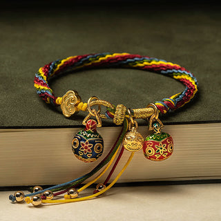 Buddha Gift Gold Swallowing Beast Family Luck Reincarnation Knot Colorful String Bracelet